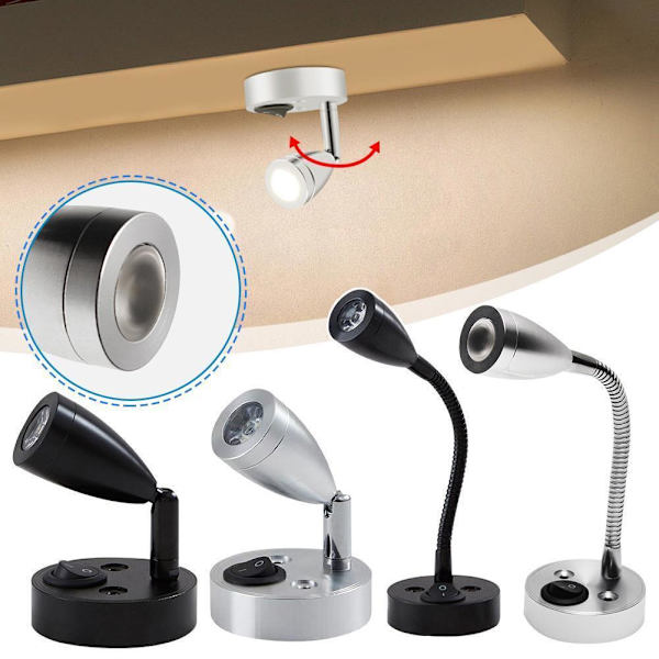 RV Läslampor Interiör Armatur 12V LED med USB Ljus P Läsningsport RV F9P7 Black B 3200K