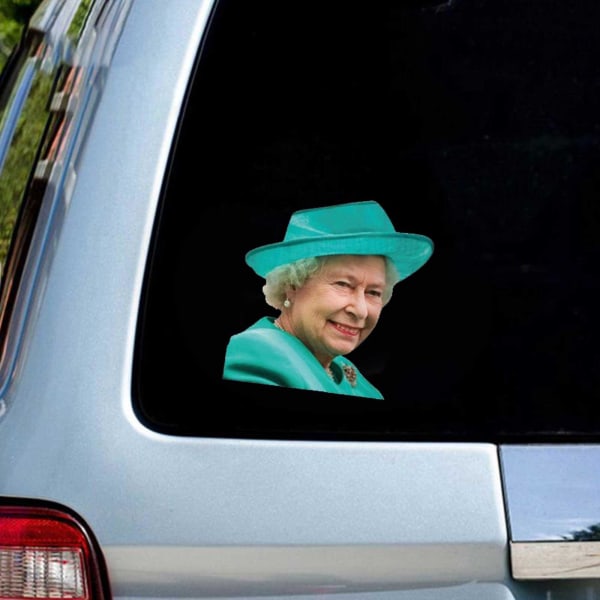 TPALPKT Queen of England Elizabeth Car Window Decals Funny Queen left yellow One-size