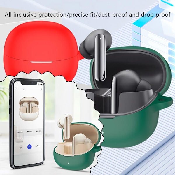 Silikonfodral för Bluetooth-headset för QCY MeloBuds Pro USD B2A2 Green 1set