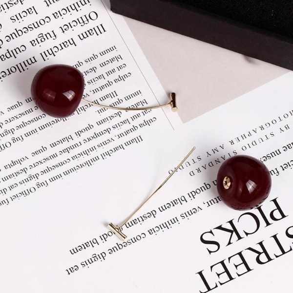 Mode söt körsbär Simulering frukt örhängen Örhängen Drop Stud Cut Dark Red One size