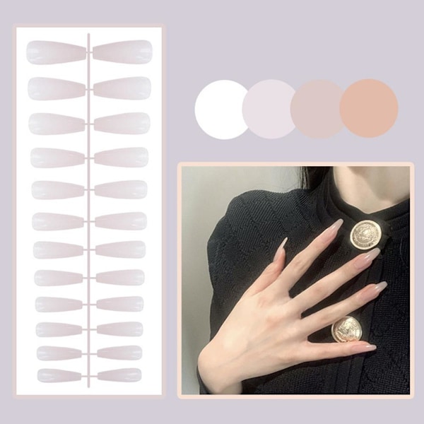 Manikyr Enfärgad Falska Naglar Lång Nagel Konstgjord Nagel Falska Trapetsformade Konstnaglar P4r3 style 2 1set