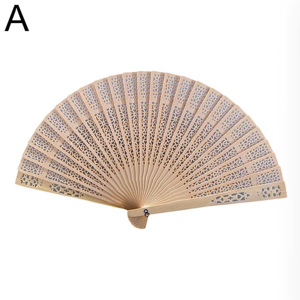 Hålgraverad Sandelträfläkt för Bröllop och Evenemang - Elegant Full Flu cross Closed 20.5cm, unfolded 35cm