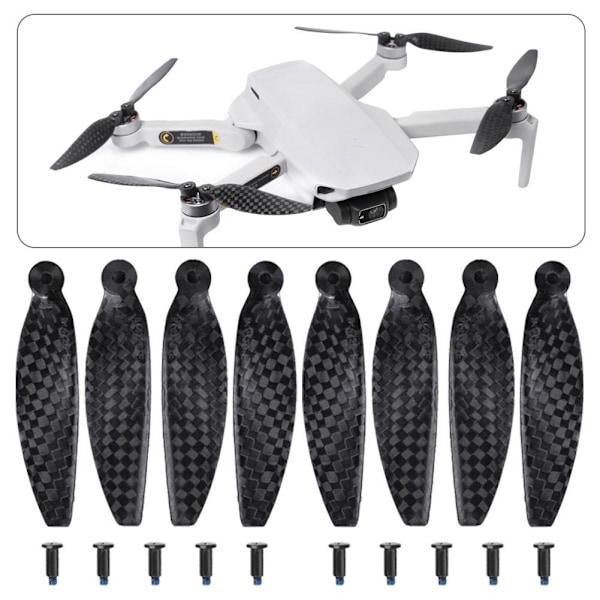 Kolfiber Lågbrus Propellrar för DJI Mini 4K/Mini 2 SE/Mini 2/Mini SE Tillbehör, Ersättningsblad Propellerdelar 8pcs for DJI Mini 4K