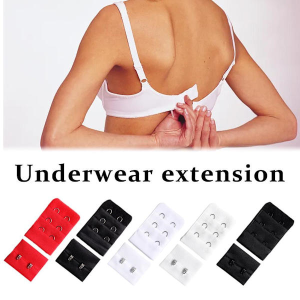 BH-förlängare för kvinnor, mjuk, bekväm, stretchig BH-förlängningsrem, 2 hakar 3 O3Y9 White One size