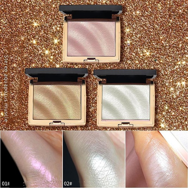 Stereo Highlighter Bronzing Palett för Enkel Nybörjarsmink Lot Y4 3 # Confidence Light 10g