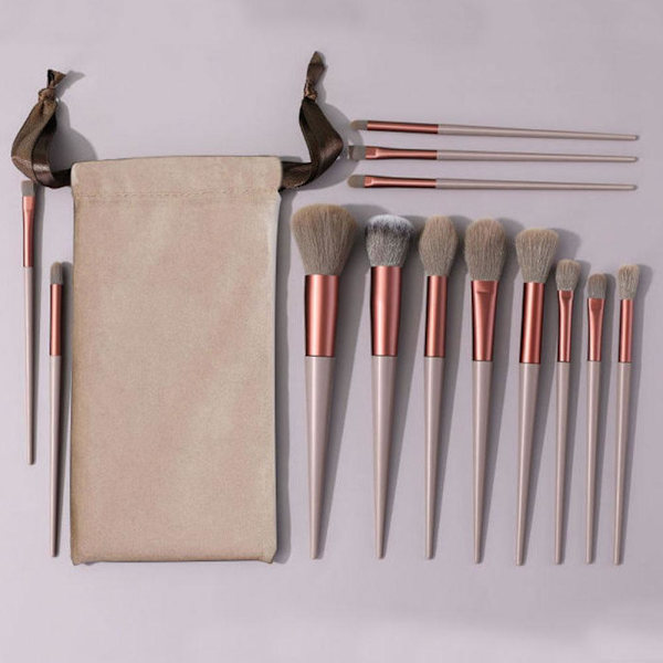 13ST Makeup Brushes Set Soft Shadow Contouring Brush Loose Powd Milk tea color 13pcs