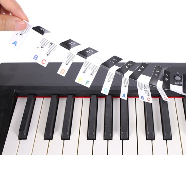 Avtagbar 88-tangenters pianoklaviatur Notetiketter Återanvändbar pianostav colourful one-size