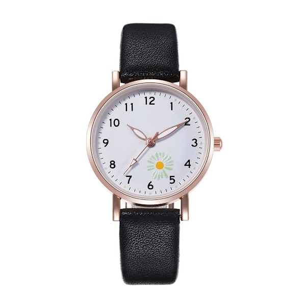 Lysande Klocka Nattlysande Kvinnor Söt Läder Enkla Klockor Liten Urtavla Quartz J4O3 Black One size