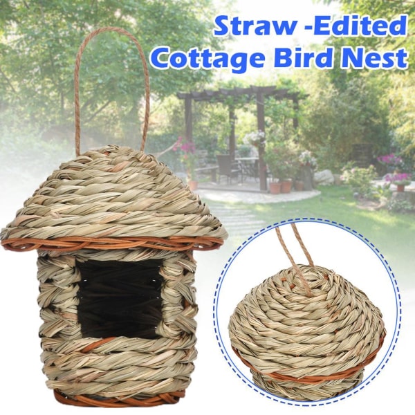 Hängande Hummingbird Birds House Handvävda Halm Birdhouses Gard B 1pcs