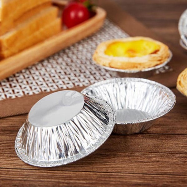 50/100 st äggformar i aluminium för muffins silverB One-size
