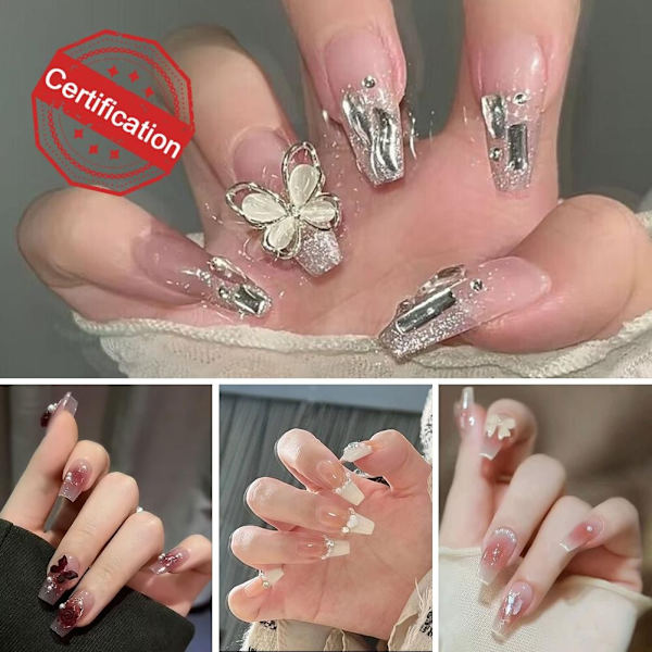 Bärbar Nagelplåster Ren Åtrå Vind Medium Längd Falska Naglar Nagelplåster Bär L1I4 3 set