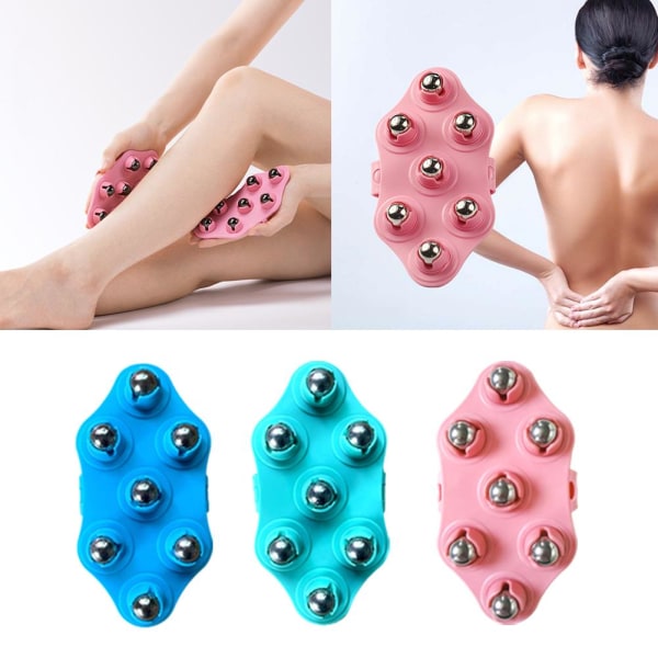 Seven Beads Massager Roller Thin Nine Dragonball Handheld Magnet light pink 1pcs