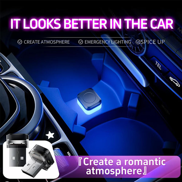 Mini USB-sensorlampa för bilens inredning LED-lampa Atmosfärsljus L A 1pcs