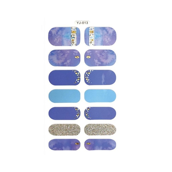 Europeisk amerikansk mode tryckt 3D nagelstickers helt täckta med nagellacksfilm glitter P4o8 	A 1pcs