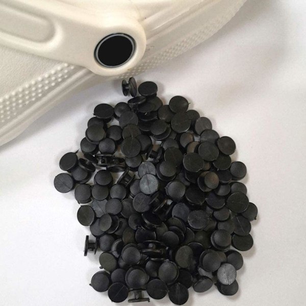 100 st DIY plast knappar svarta dekorationer för skor Croc spänne balck 100 pcs