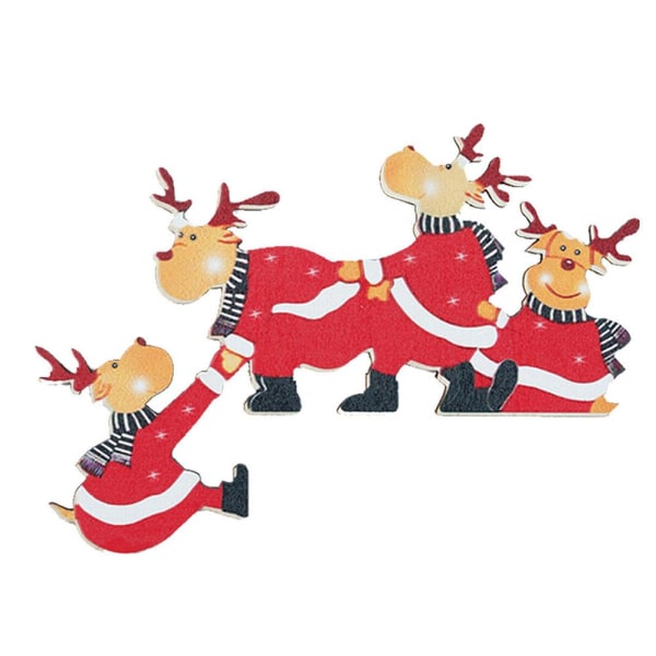 Kaikso-In roliga juldekorationer för dörrkarmar, tomte i trä E left reindeer 1pcs