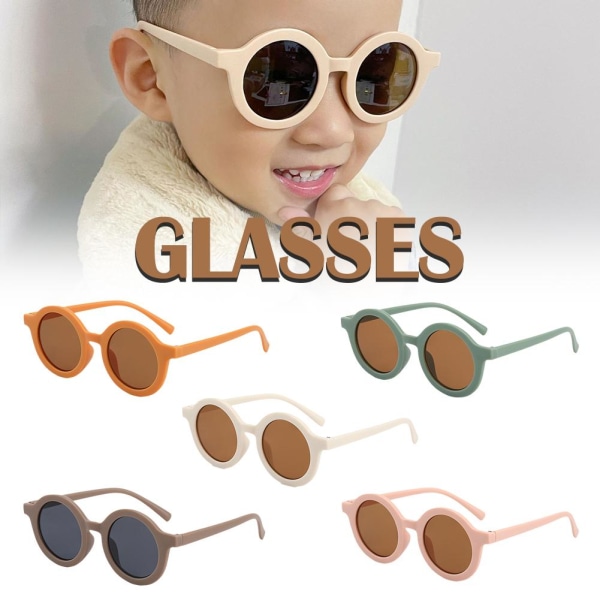 Söta runda polariserade solglasögon för barn, flickor, pojkar, skydd B coffee One-size