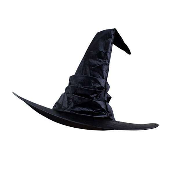 Cikiki Halloween Häxhatt för Kvinnor, Halloween Rynkad Häxhatt Black spider