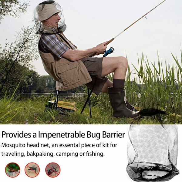 1/5/10 Mygga Mygg Insekt Hatt Bug Mesh Huvudnät Ansiktsskydd Y0H7 blackA One-size