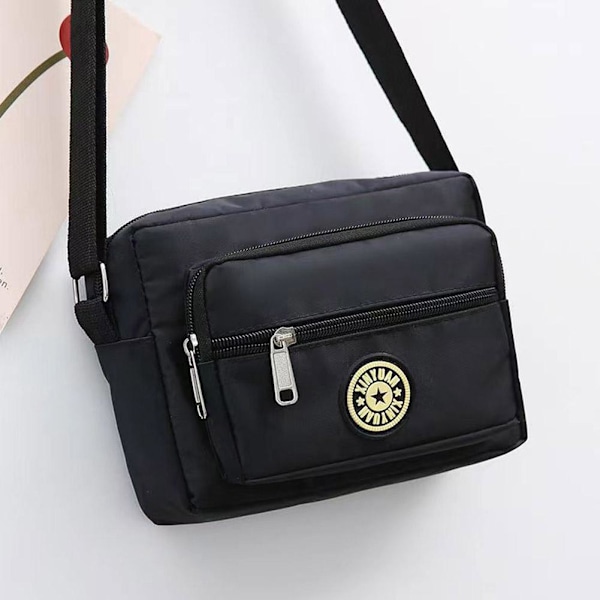 【cod】 Tryckt axelväska för kvinnor, stilig axelremsväska med fyrkantig design D6l6 Black One size