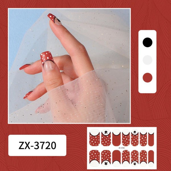 Semi Cured Gel Nail Sticker Christmas Nail Gel Stickers Art NYHET ZX3713 1pcs