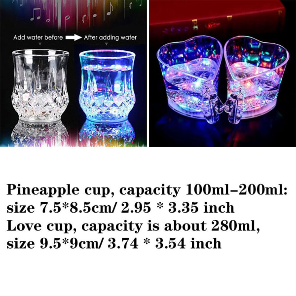LED blinkande färgbyte Vattenaktiverad Light Up Beer Whisky D love cup one-size