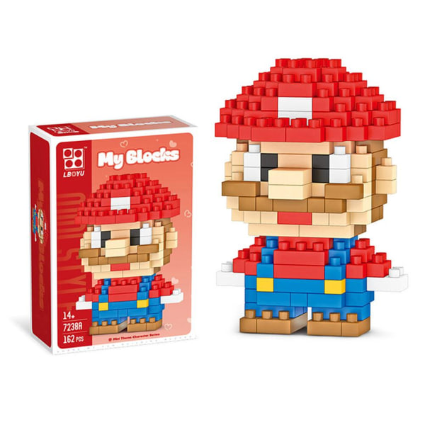 Mini Block Building Toy Character Card Rolig Block Building Toy Green Mario ONE-SIZE