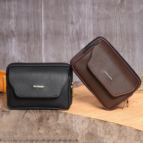 Herr Bältesögla Dragkedja Multi-Fickor Midjeväska Liten Midjeväska Pouch Horizontal black One-size