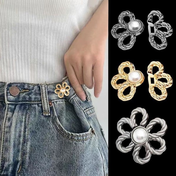 Justeringsknapp Metall åtdragning Midjeband Pin plagg Jeans W gold one-size