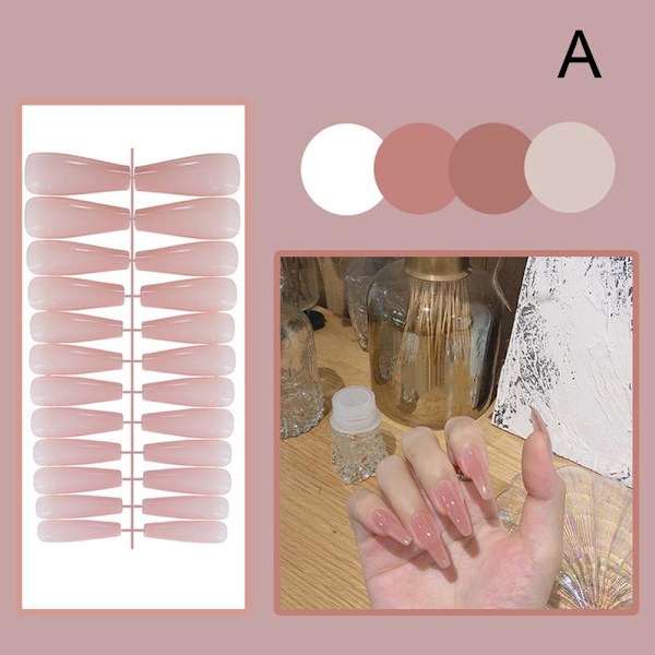 Manikyr Enfärgad Falska Naglar Lång Nagel Konstgjord Nagel Falska Trapetsformade Konstnaglar P4r3 style 7 1set