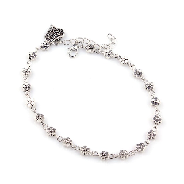 Trendigt Dam Kedjehänge Blomma Silver Fotlänk Armband