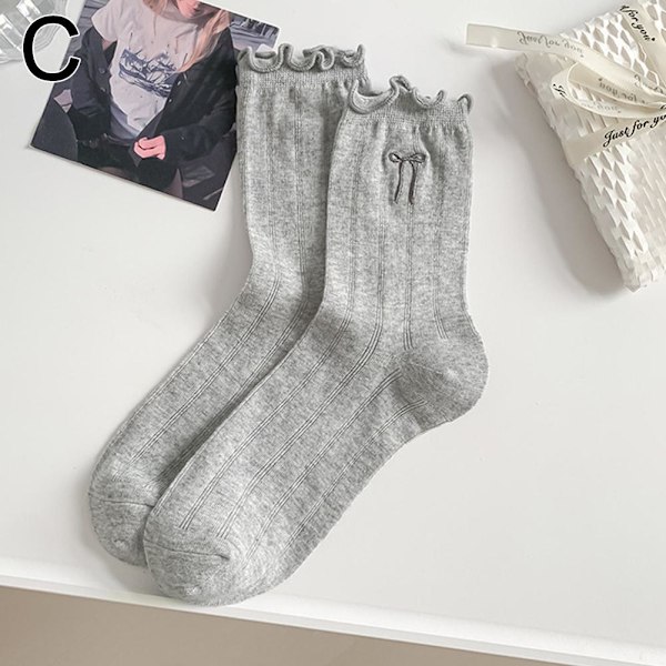 Flickas Tunn Andningsbar Broderad Rosett Japansk Typ Kvinnors Swe White One size
