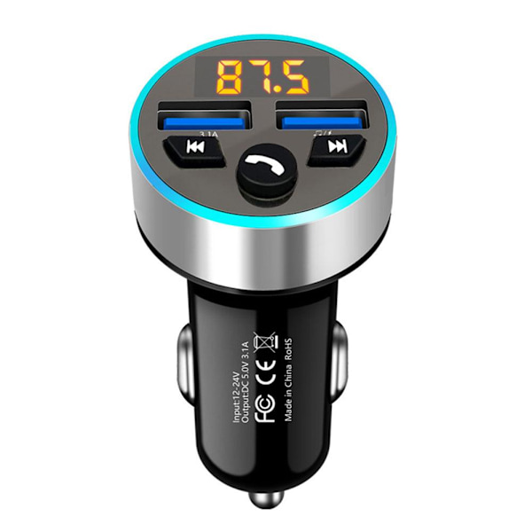 Trådlös Bluetooth Bil FM-sändare MP3-spelare 2 Handsfree USB-kit Snabb Silver 1pcs