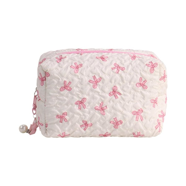 Liten sminkväska Rosa Svart Tryck Rosett Dam Bekväm Kosmetikaväska B4I6 Pink Pillow bag