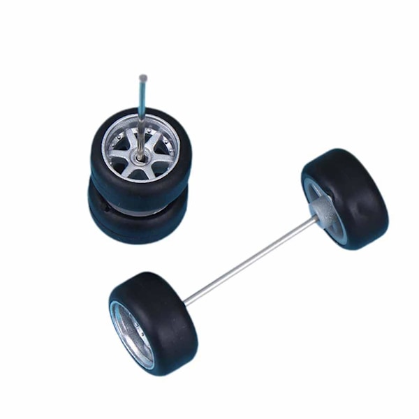 Anpassade Alloy 1:64-ekrar, hjul och däck, Real Riders-gummi för Hot Wheels W6F3 silver onesize