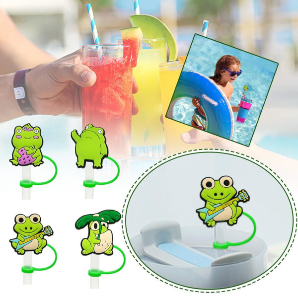 Straw Toppers Cute Frogs Lovely Straw Airtight Dust Cap Splash P D 1pc