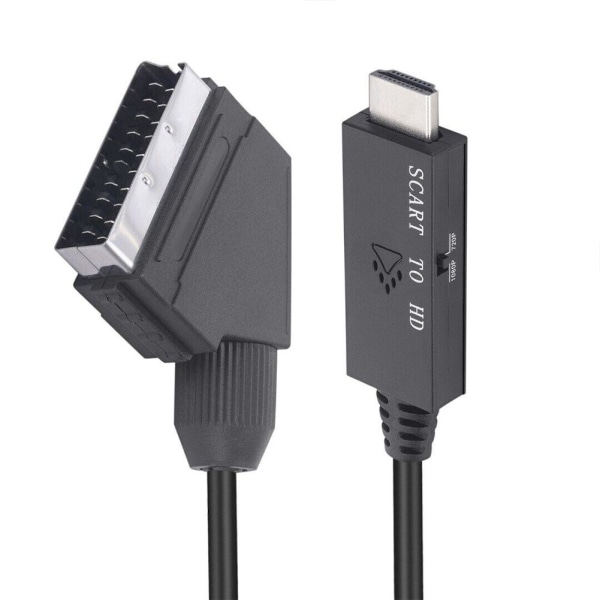 1X SCART till HDMI-kabel Videoadapter SCART till HDMI-omvandlare Ada