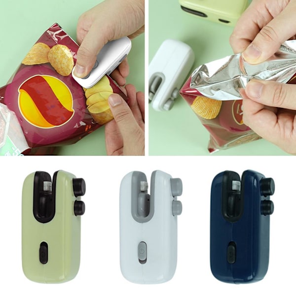 Mini Påse Mat Värmeförseglare 2 i 1 Handhållen Vakuumförsegling Portabel U White 1pcs