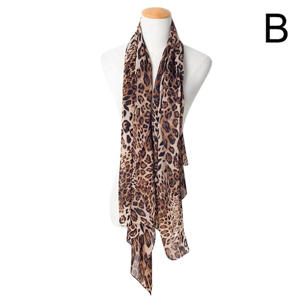 Leopardmönstrad sjal dam vintage chiffongstole mjuk Harajuku Sc light color One-size