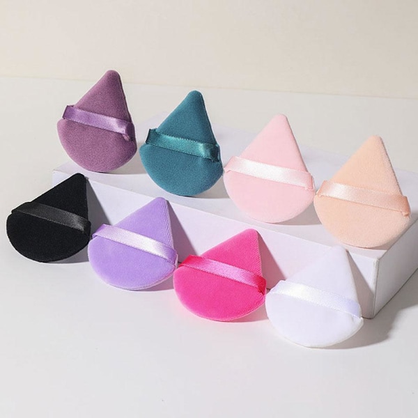 Triangel Sammet Puderpuff Mjuk Torr Våt Kosmetisk Puff Sminksvamp Skönhetssminkverktyg Triangular  1pcs