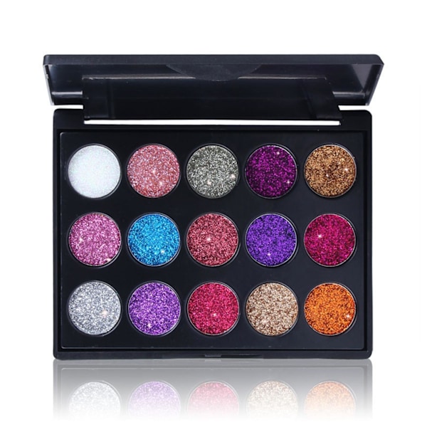 15 Färger Paljett Högpigmenterad Ögonskugga Ögonmakeup Skuggpalett E8I5 01 6.5g