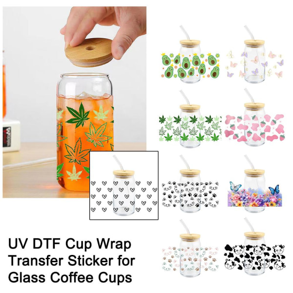 Transfer Stickers Waterproof Wraps-dekal för Mugg Iskaffe G 9-colour 9pcs