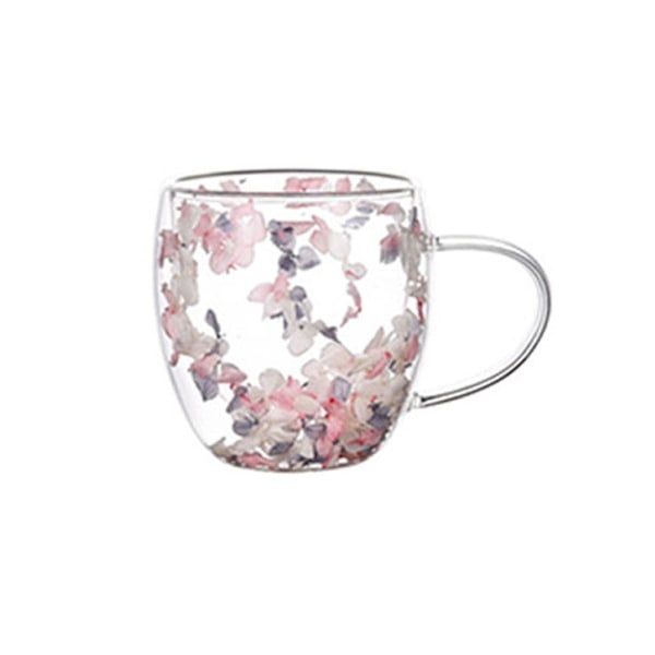 Dubbelväggig Glasmugg Torkad Blomma Fyllning Kvicksandsmugg Dricksvattenglas Muggar A 250ML