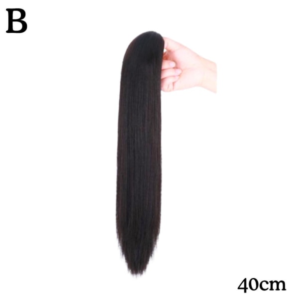 Hästsvansklämma i hästsvans Riktigt naturligt som mänskligt hårförlängning black 40cm