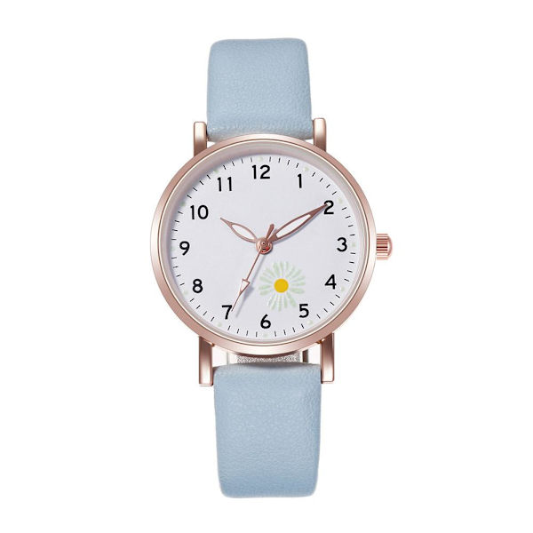Lysande Klocka Nattlysande Kvinnor Söt Läder Enkla Klockor Liten Urtavla Quartz J4O3 Blue One size