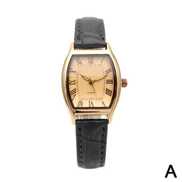 Casual Enkelt Basic Kvartsur Simpel Kvinnors Kvadratisk Ur Läder Black One size