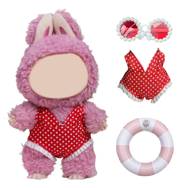 Dockkläder Outfit Tillbehör För Ropa Labubu 17cm bomulls docka Baddräkt H1D9 red glasses no doll