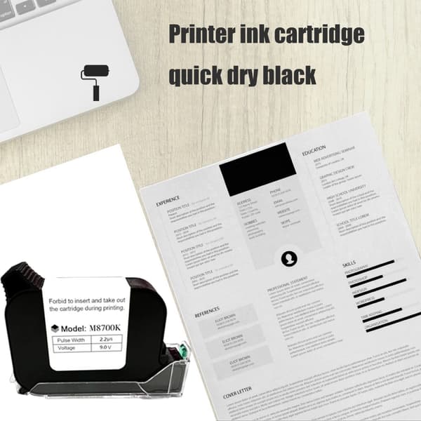 M8700K Hurtigtørrende Sort Blækpatron til Håndholdt Inkjetprinter Sort