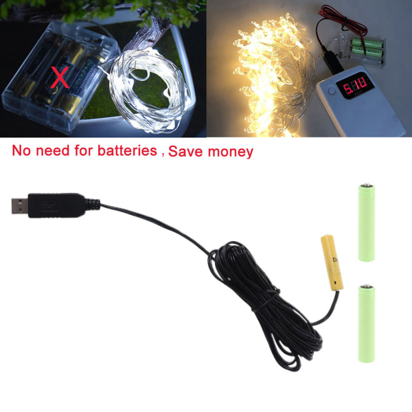 5V 2A USB nätverk Konvertera till 4,5V AAA Batterieliminatorbyte 3st 1,5V AAA LR03 Power 4,6m