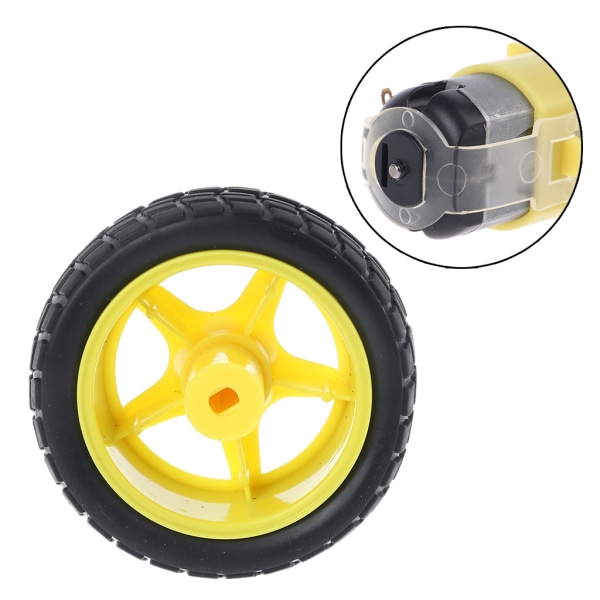 1 Set för Smart Car Robot Plast Tire Wheel Däck med DC3-6V växelmotor